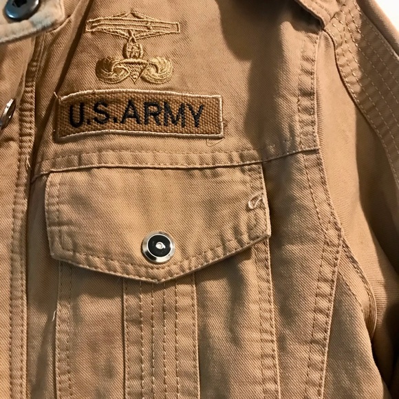 Kasild Military-Inspired Lined Khaki Denim Jacket, Size M - Picture 3 of 16